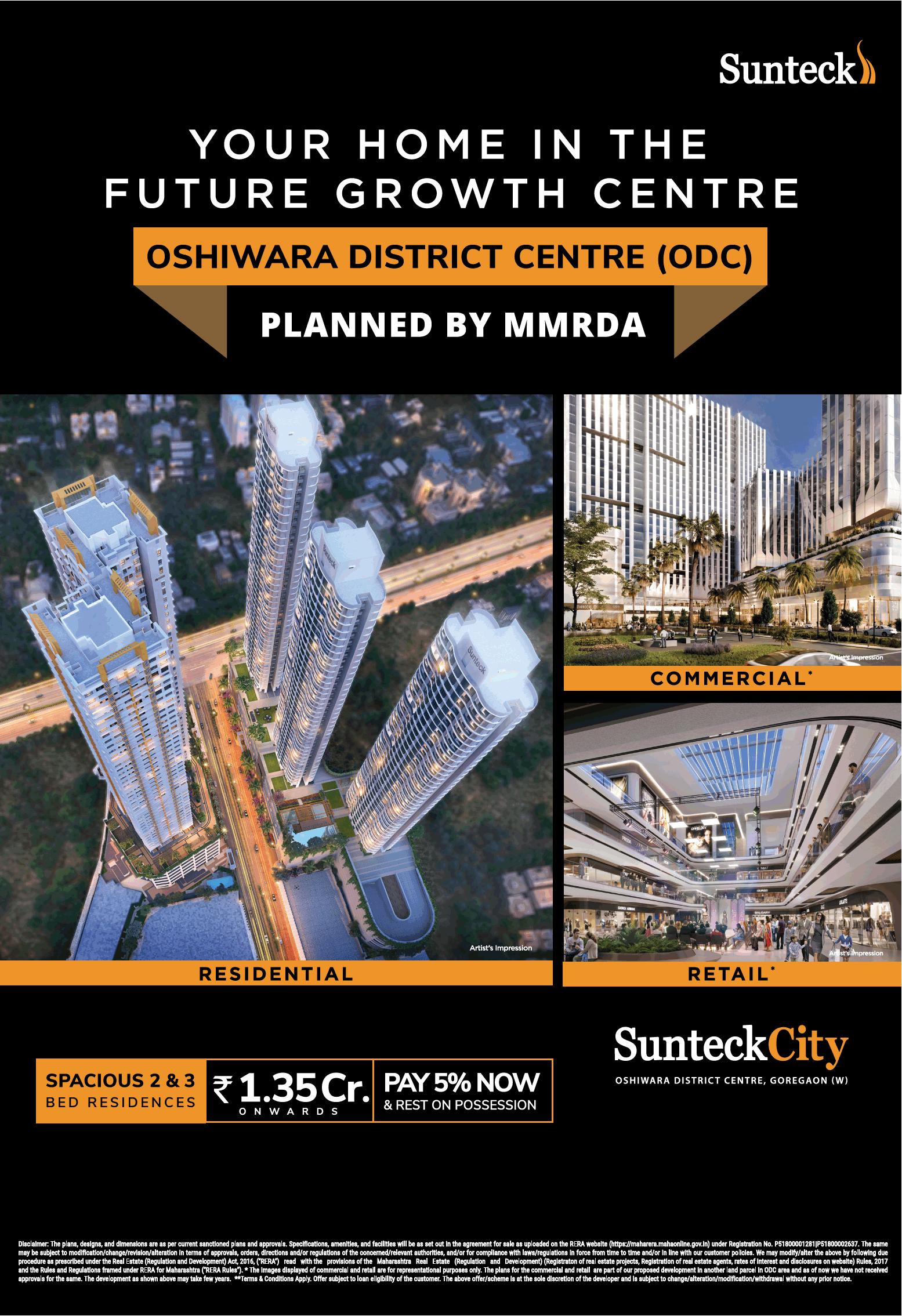 Pay 5% now & rest on possession at Sunteck City in Mumbai Update